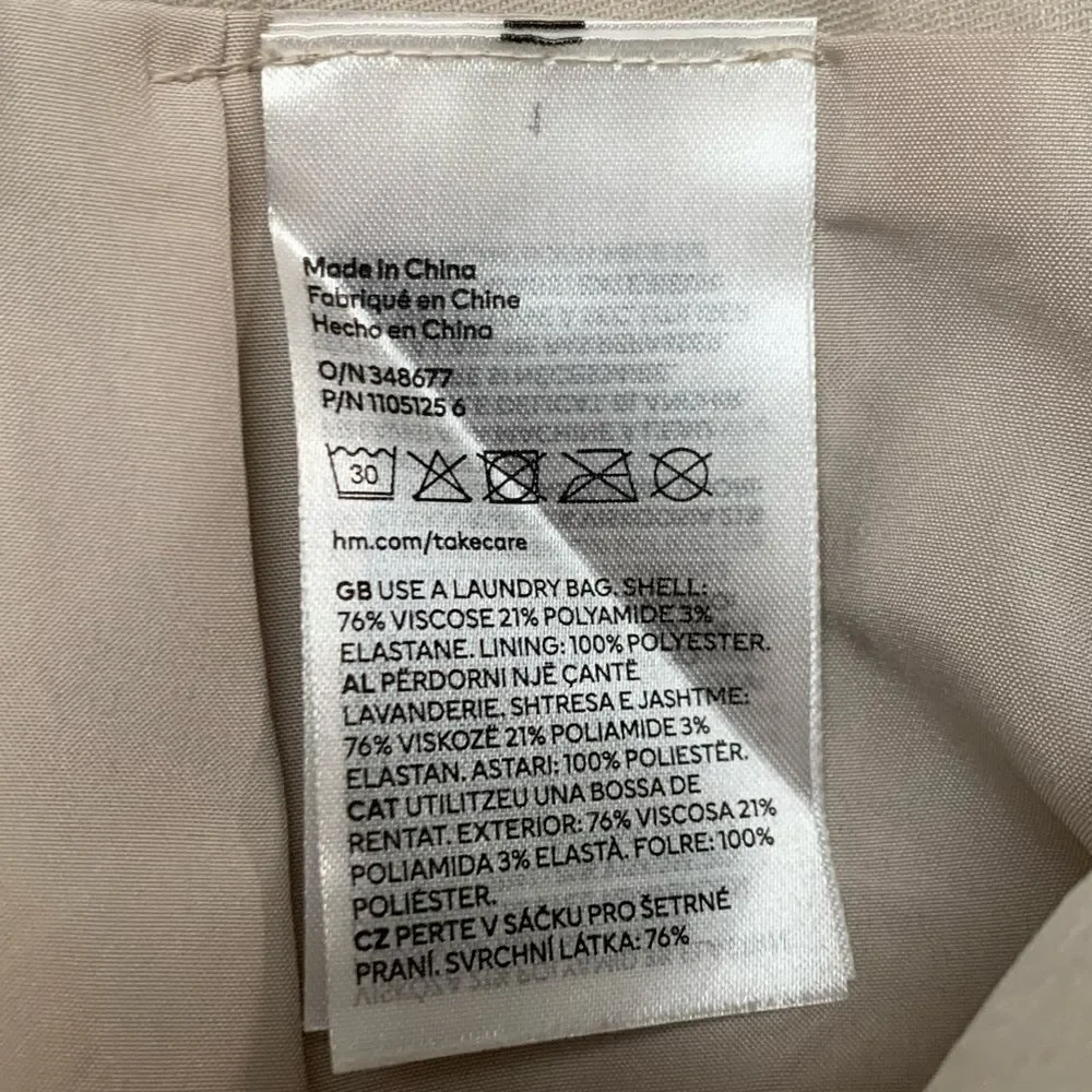 H&M Cream Mini Pencil Skirt with Silver Studded Embellishments